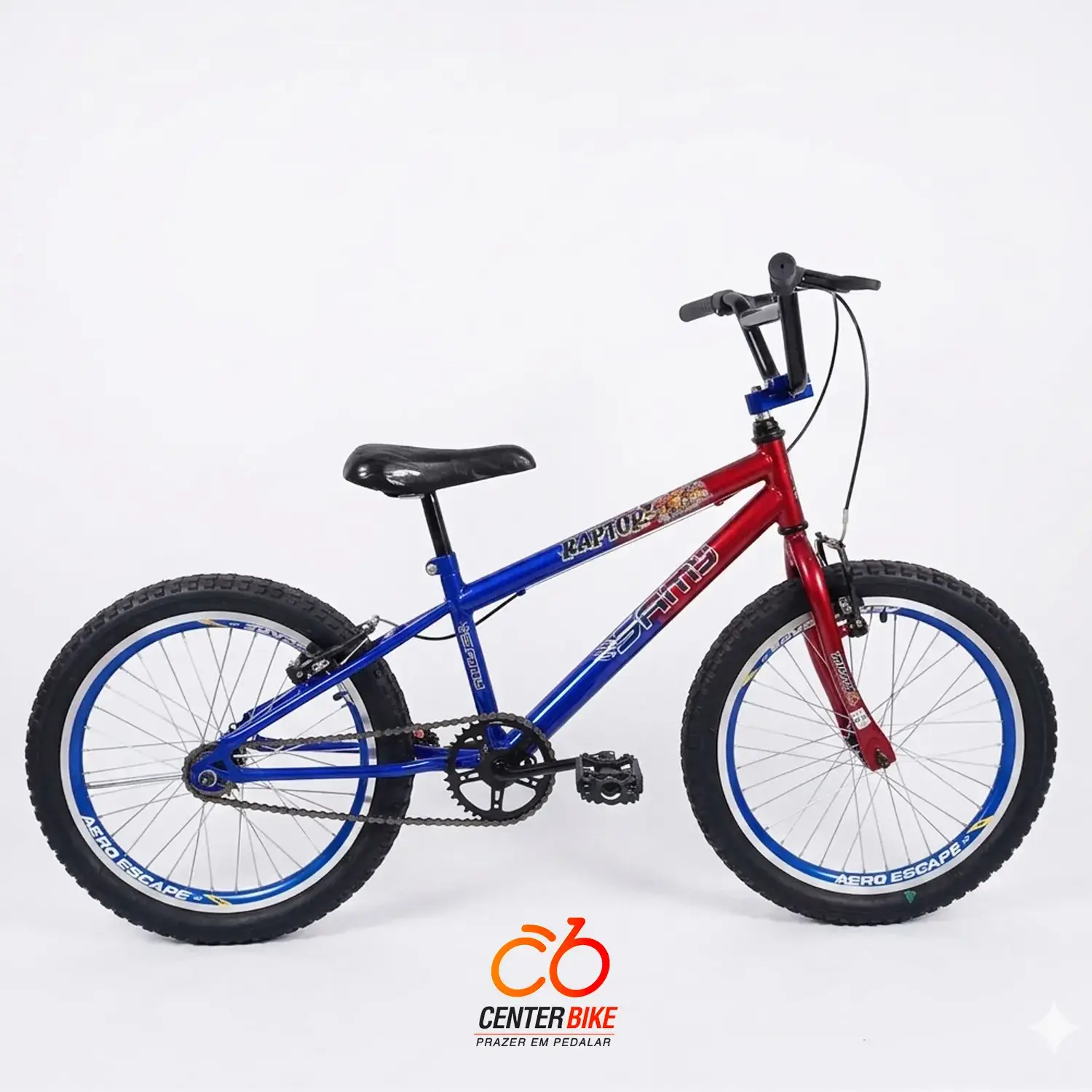 Bicicleta Aro 20 Cross Básica vermelho e azul - Center Bike João Pessoa