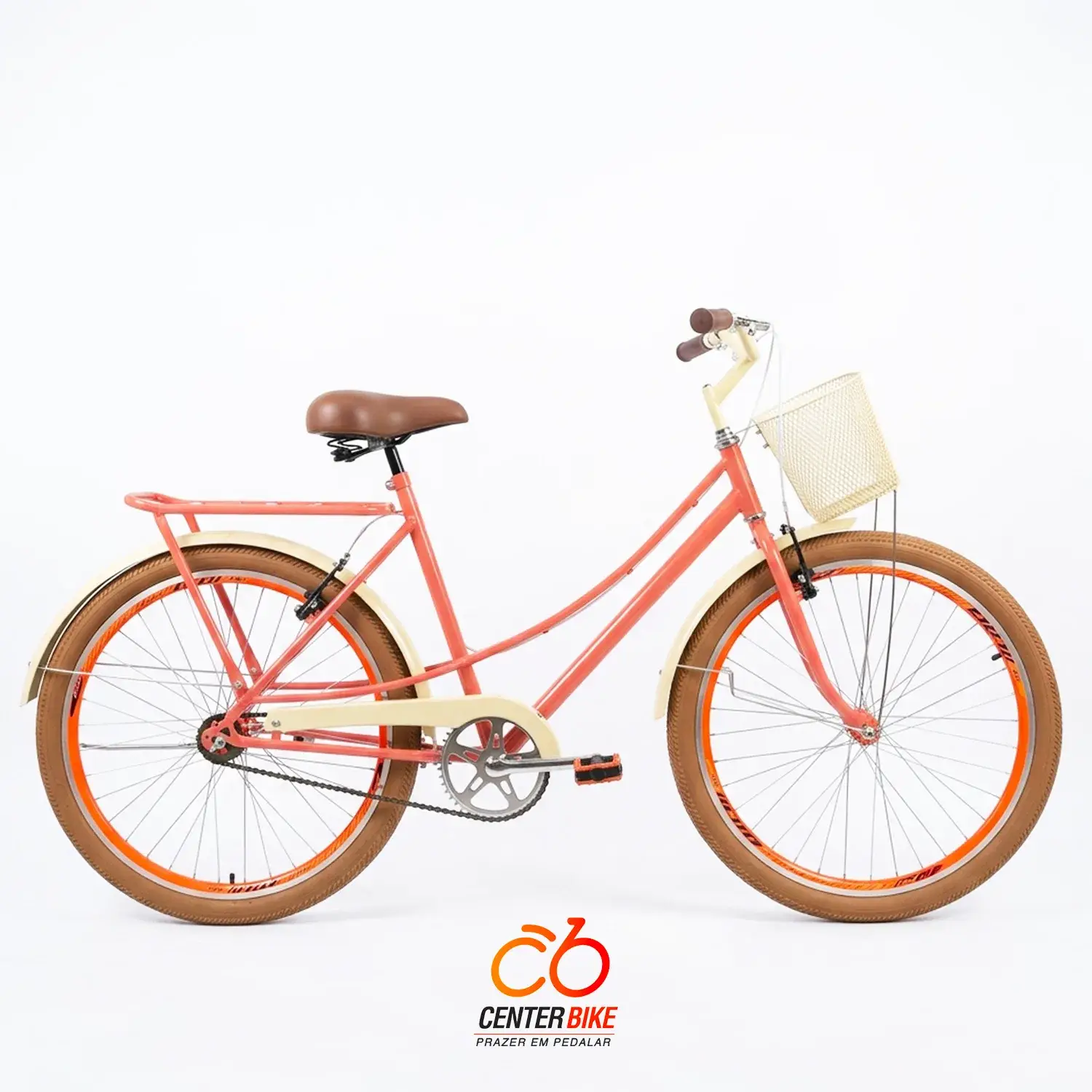 Bicicleta Aro 26 Bella retro salmon - Center Bike João Pessoa