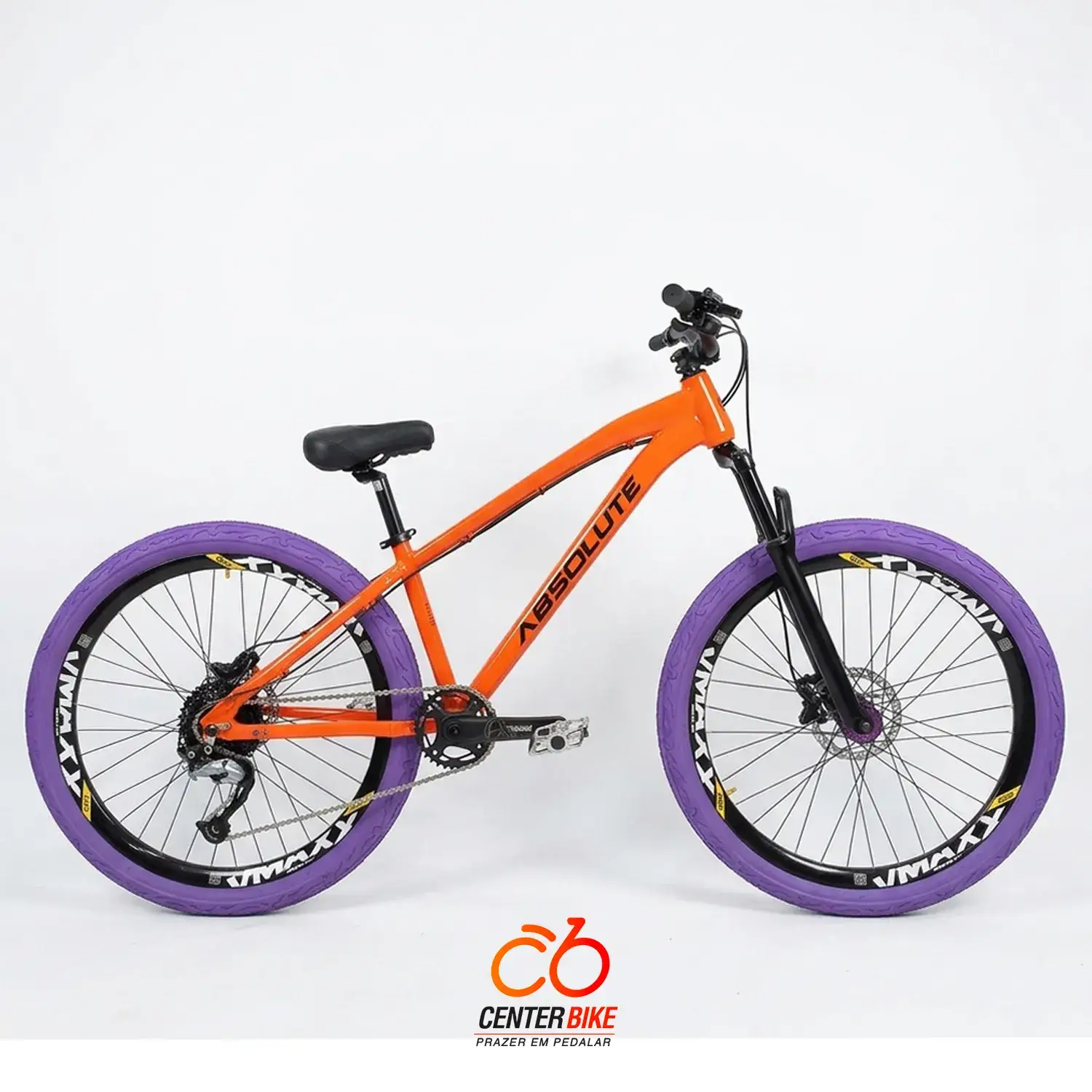 Bicicleta Aro 29 Absolute Brutus Freio Hidr 27v laranja e roxo - Center Bike João Pessoa